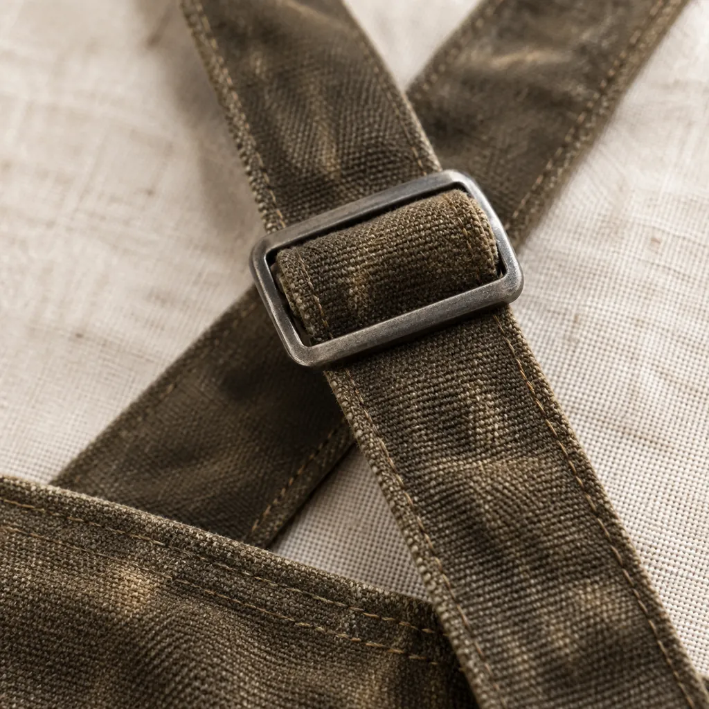 Hearth Waxed Linen Apron detail