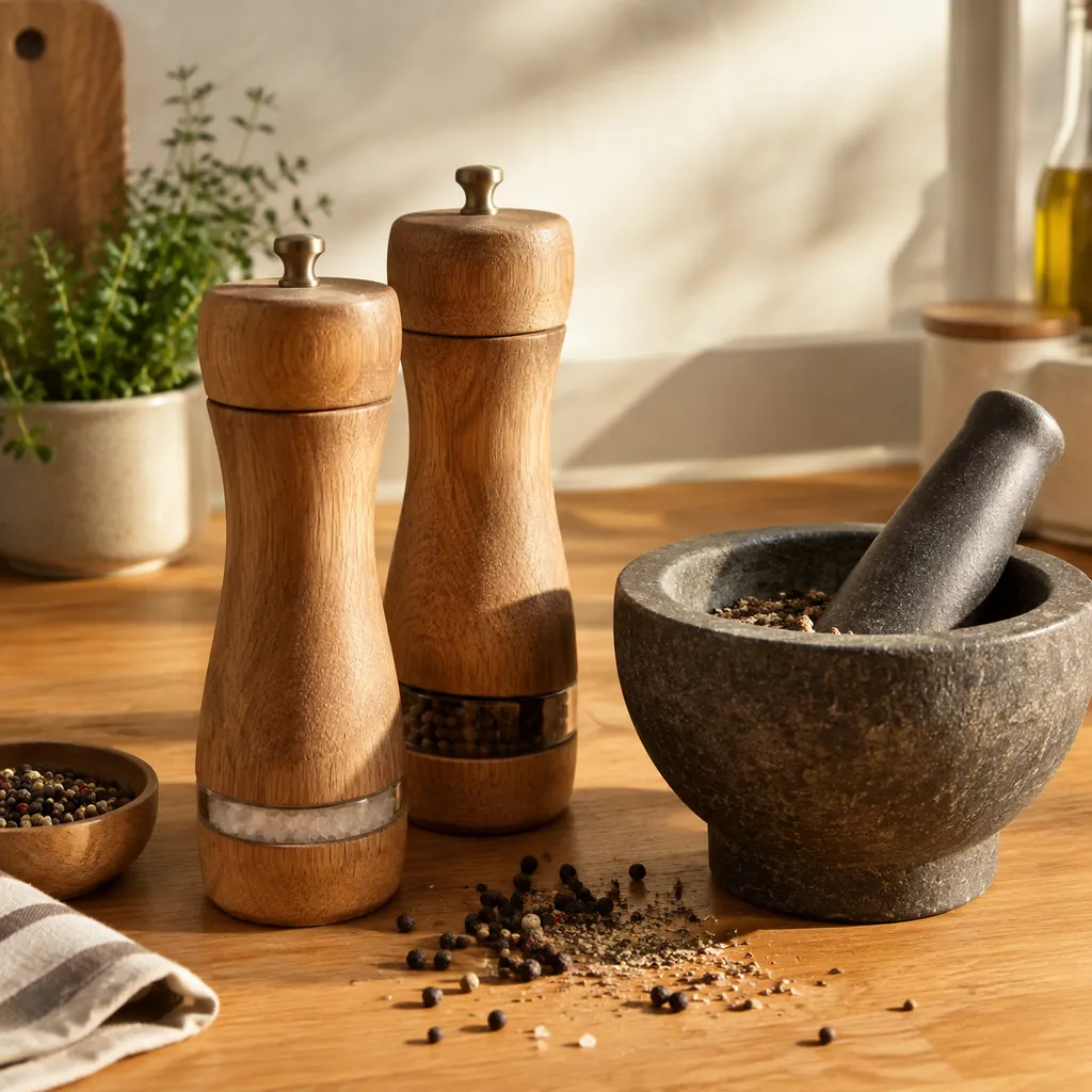 Grist Salt & Pepper Mill Pair in use